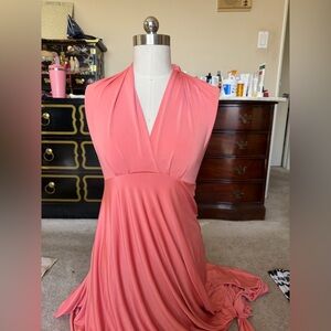 Elegant Pink Halter Dress